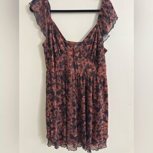 Wild Fable Orange and Black Butterfly dress